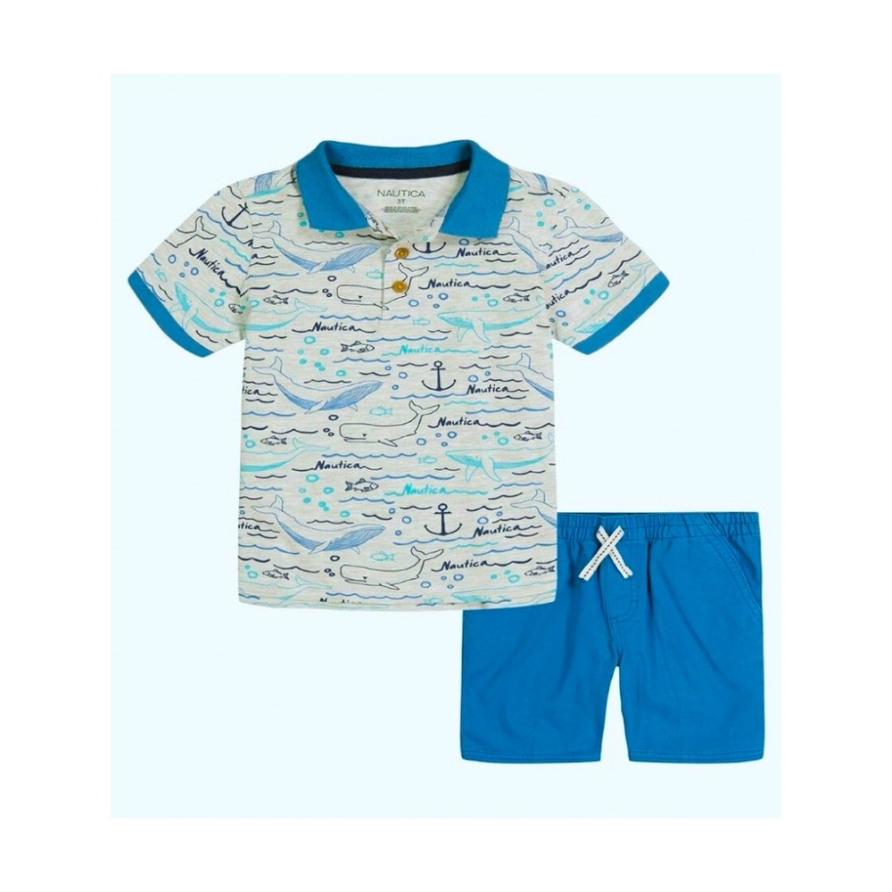 Short Set Nautica 18 Mo 2 pc Whale in Vallarta Blue NWT